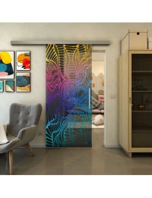 Glasschiebetür SLIM-LINE - Fineprint Model 012 Verlauf auf Grauglas