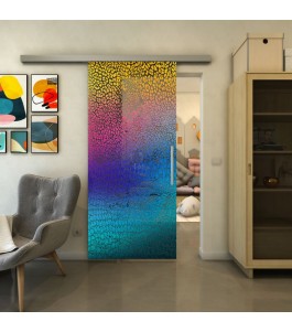 Glasschiebetür SLIM-LINE - Fineprint Model 015 Verlauf auf Grauglas