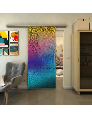 Glasschiebetür SLIM-LINE - Fineprint Model 015 Verlauf auf Grauglas