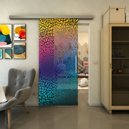 Glasschiebetür SLIM-LINE - Fineprint Model 016 Verlauf auf Grauglas