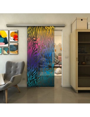 Glasschiebetür SLIM-LINE - Fineprint Model 017 Verlauf auf Grauglas
