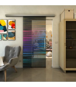 Glasschiebetür SLIM-LINE - Fineprint Model 019 Verlauf auf Grauglas