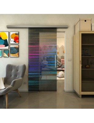 Glasschiebetür SLIM-LINE - Fineprint Model 019 Verlauf auf Grauglas