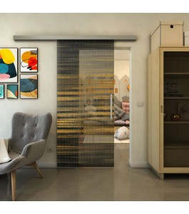 Glasschiebetür SLIM-LINE - Fineprint Model 019 Gold auf Grauglas