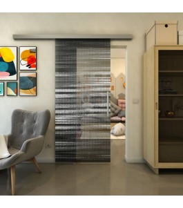 Glasschiebetür SLIM-LINE - Fineprint Model 019 Weiss auf Grauglas