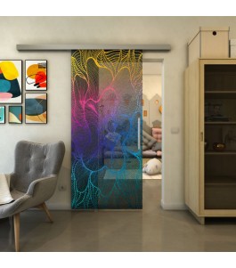 Glasschiebetür SLIM-LINE - Fineprint Model 020 Verlauf auf Grauglas