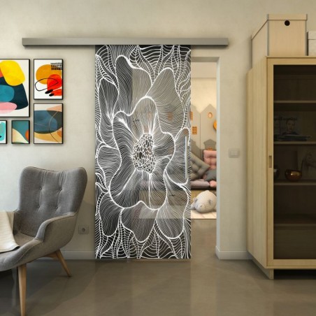 Glasschiebetür SLIM-LINE - Fineprint Model 020 Weiss auf Grauglas