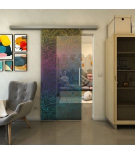 Glasschiebetür SLIM-LINE - Fineprint Model 021 Verlauf auf Grauglas