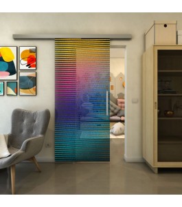 Glasschiebetür SLIM-LINE - Fineprint Model 022 Verlauf auf Grauglas