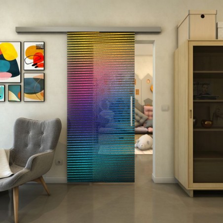 Glasschiebetür SLIM-LINE - Fineprint Model 022 Verlauf auf Grauglas