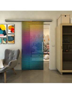 Glasschiebetür SLIM-LINE - Fineprint Model 022 Verlauf auf Grauglas