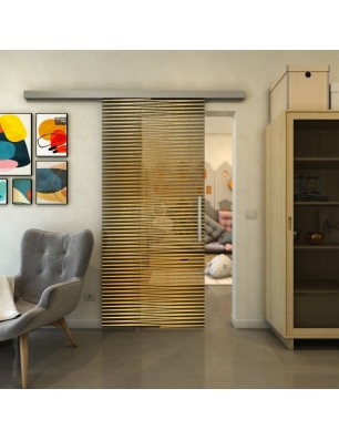 Glasschiebetür SLIM-LINE - Fineprint Model 022 Gold auf Grauglas