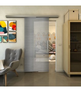 Glasschiebetür SLIM-LINE - Fineprint Model 022 Weiss auf Grauglas