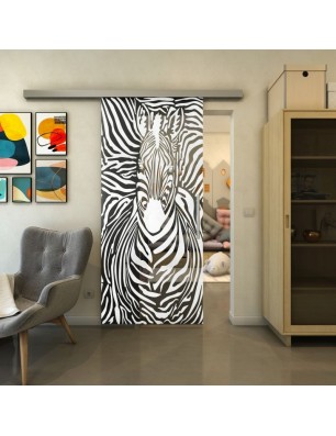Glasschiebetür SLIM-LINE - Fineprint Model 023 Weiss auf Grauglas