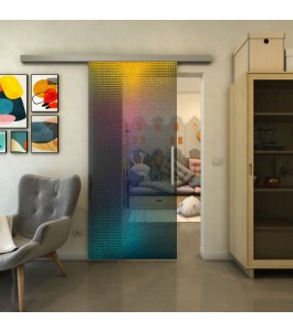 Glasschiebetür SLIM-LINE - Fineprint Model 024 Verlauf auf Grauglas