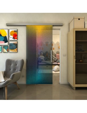 Glasschiebetür SLIM-LINE - Fineprint Model 024 Verlauf auf Grauglas