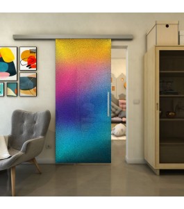 Glasschiebetür SLIM-LINE - Fineprint Model 025 Verlauf auf Grauglas