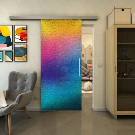 Glasschiebetür SLIM-LINE - Fineprint Model 025 Verlauf auf Grauglas