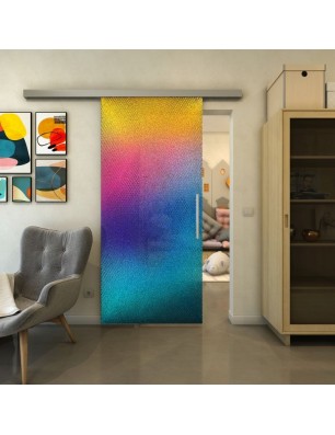 Glasschiebetür SLIM-LINE - Fineprint Model 025 Verlauf auf Grauglas