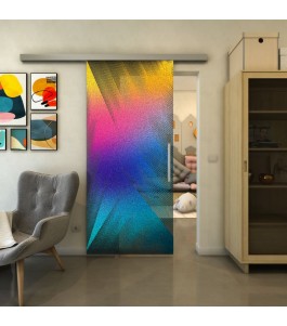 Glasschiebetür SLIM-LINE - Fineprint Model 026 Verlauf auf Grauglas