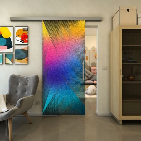 Glasschiebetür SLIM-LINE - Fineprint Model 026 Verlauf auf Grauglas