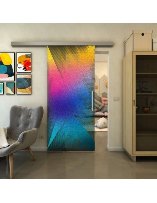 Glasschiebetür SLIM-LINE - Fineprint Model 026 Verlauf auf Grauglas