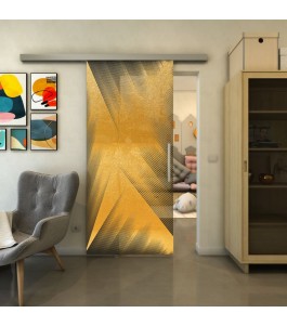 Glasschiebetür SLIM-LINE - Fineprint Model 026 Gold auf Grauglas