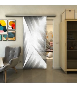 Glasschiebetür SLIM-LINE - Fineprint Model 026 Weiss auf Grauglas