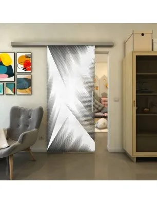 Glasschiebetür SLIM-LINE - Fineprint Model 026 Weiss auf Grauglas