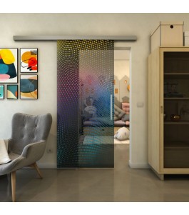 Glasschiebetür SLIM-LINE - Fineprint Model 027 Verlauf auf Grauglas