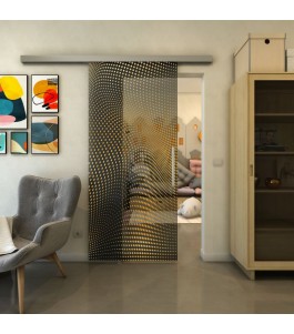 Glasschiebetür SLIM-LINE - Fineprint Model 027 Gold auf Grauglas