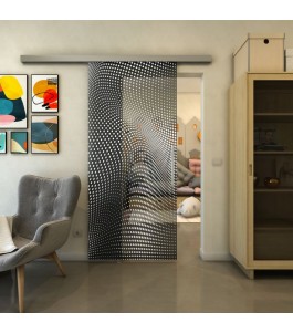 Glasschiebetür SLIM-LINE - Fineprint Model 027 Weiss auf Grauglas