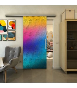 Glasschiebetür SLIM-LINE - Fineprint Model 029 Verlauf auf Grauglas