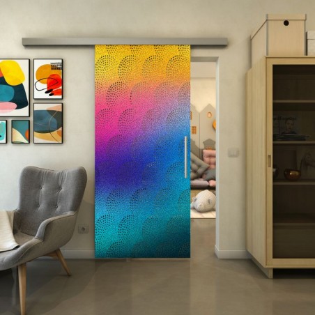 Glasschiebetür SLIM-LINE - Fineprint Model 029 Verlauf auf Grauglas