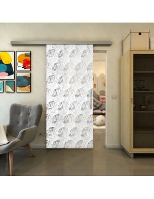 Glasschiebetür SLIM-LINE - Fineprint Model 029 Weiss auf Grauglas