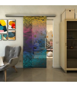 Glasschiebetür SLIM-LINE - Fineprint Model 030 Verlauf auf Grauglas