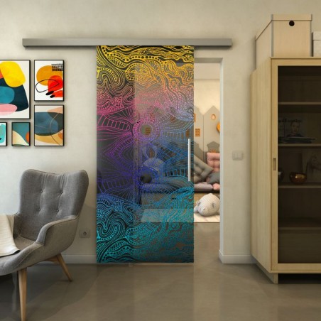 Glasschiebetür SLIM-LINE - Fineprint Model 030 Verlauf auf Grauglas