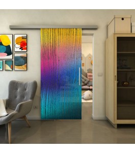 Glasschiebetür SLIM-LINE - Fineprint Model 032 Verlauf auf Grauglas