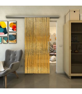 Glasschiebetür SLIM-LINE - Fineprint Model 032 Gold auf Grauglas
