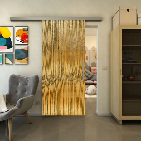 Glasschiebetür SLIM-LINE - Fineprint Model 032 Gold auf Grauglas