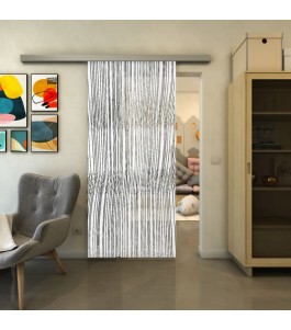 Glasschiebetür SLIM-LINE - Fineprint Model 032 Weiss auf Grauglas