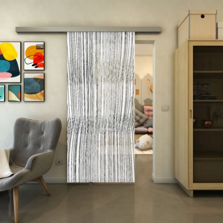 Glasschiebetür SLIM-LINE - Fineprint Model 032 Weiss auf Grauglas