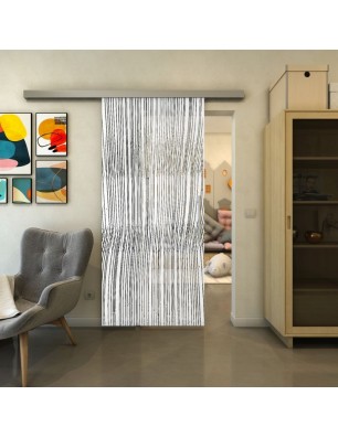Glasschiebetür SLIM-LINE - Fineprint Model 032 Weiss auf Grauglas