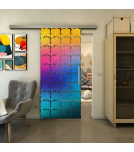 Glasschiebetür SLIM-LINE - Fineprint Model 033 Verlauf auf Grauglas