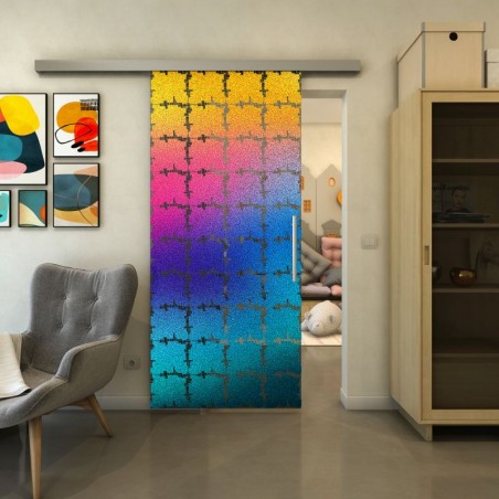 Glasschiebetür SLIM-LINE - Fineprint Model 033 Verlauf auf Grauglas