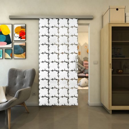 Glasschiebetür SLIM-LINE - Fineprint Model 033 Weiss auf Grauglas