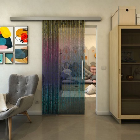Glasschiebetür SLIM-LINE - Fineprint Model 035 Verlauf auf Grauglas
