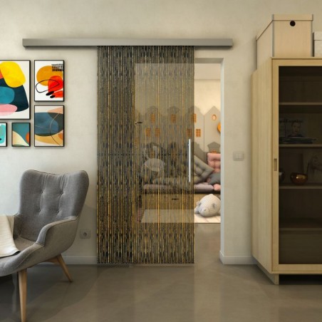 Glasschiebetür SLIM-LINE - Fineprint Model 035 Gold auf Grauglas