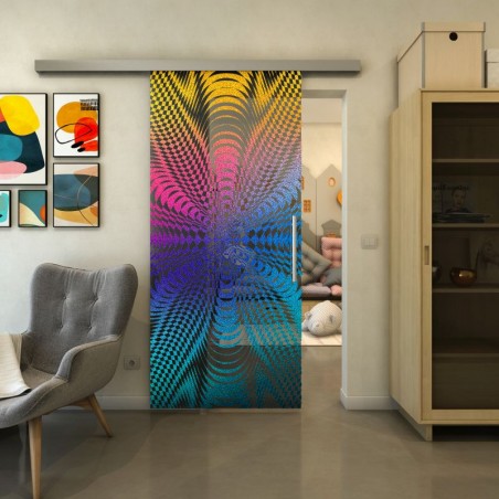 Glasschiebetür SLIM-LINE - Fineprint Model 037 Verlauf auf Grauglas