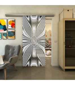 Glasschiebetür SLIM-LINE - Fineprint Model 037 Weiss auf Grauglas